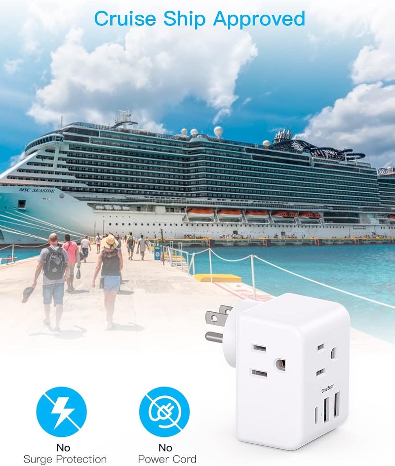 One Beat Multi Plug Outlet Extender, Power Strip Non Surge Protector Electric Outlet Splitter with 3 USB Wall Charger (1 USB C), Multiple Outlet Expander for Cruise, Dorm, Travel, Home, Office - Image 4